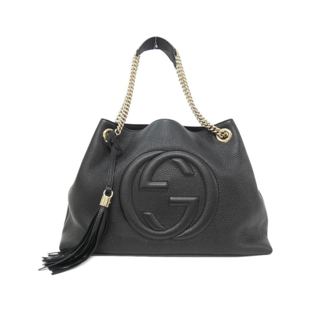 Gucci Soho Chain Shoulder Bag black pebbled leather